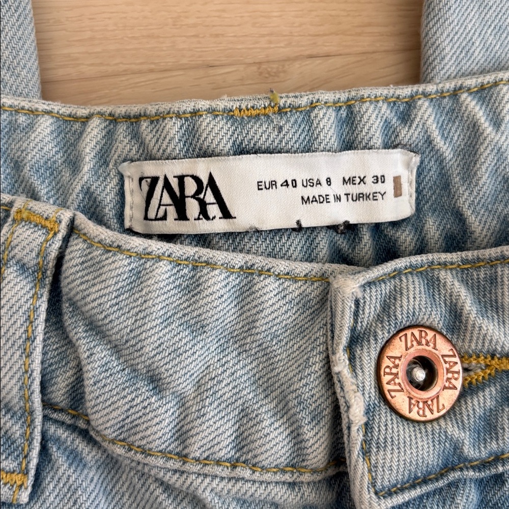 Zara Light Blue Wide Leg Jeans - Picture 3 of 14